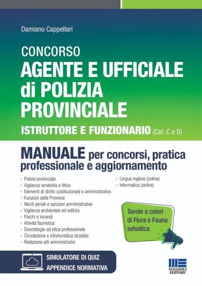 Concorso Agente e Ufficiale di Polizia Provinciale - Istruttore e Funzionario (Cat C e D)
