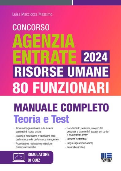 Concorso Agenzia Entrate 2024 - Risorse umane 80 Funzionari