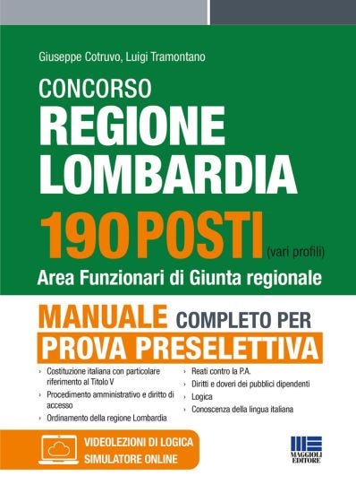 Concorso Regione Lombardia 190 posti - Area Funzionari di Giunta regionale