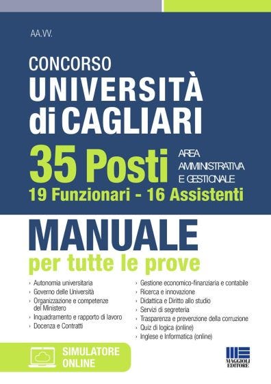 Concorso Università Cagliari 35 posti Area Amministrativa e Gestionale - 19 Funzionari e 16 Assistenti