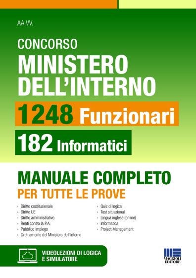 Concorso Ministero dell'interno 1248 Funzionari - 182 Funzionari informatici