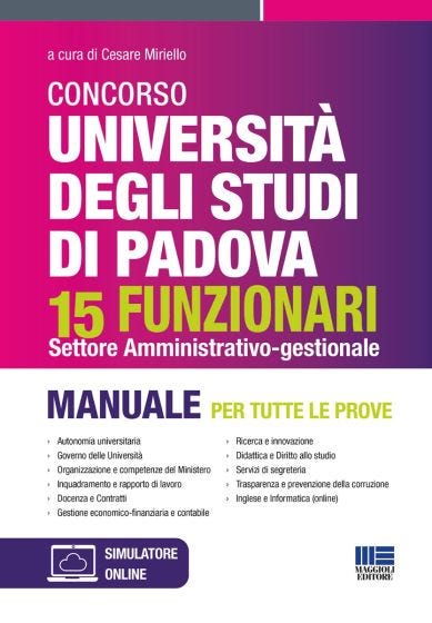 Concorso università degli studi di Padova 15 funzionari Settore amministrativo-gestionale 