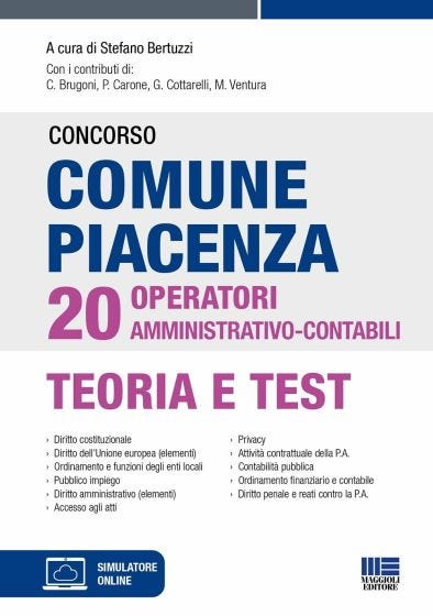 Concorso Comune Piacenza 20  Operatori amministrativo-contabili